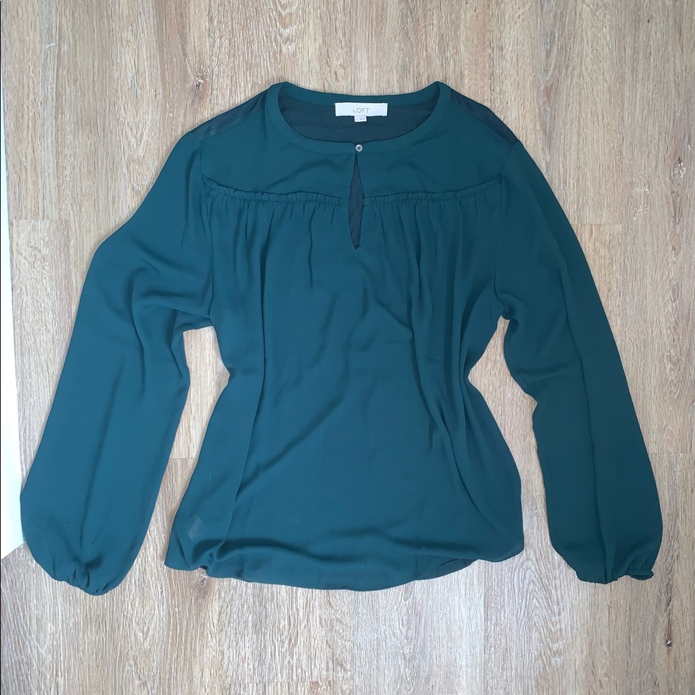 Long sleeve Blouse from Loft in Dark Turquoise size Large